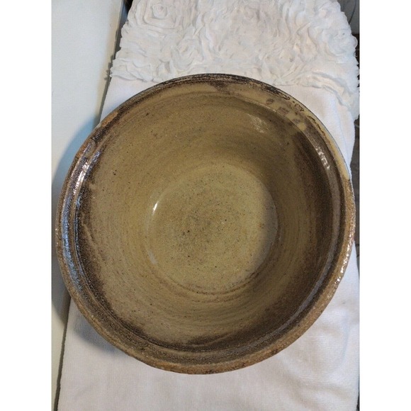 Hand Pottery Bowl Studio Art Brown Drip Glaze Two-Tone Artist Signed GORGEOUS - Picture 4 of 12